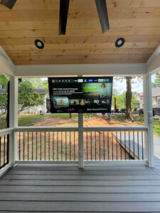 TV installed in the backyard