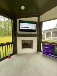 TV installed over a fireplace